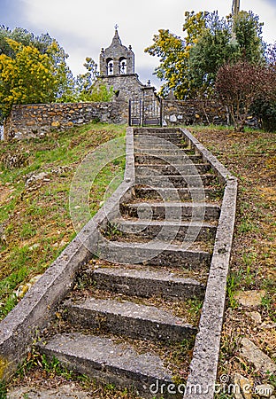 Stone stairs leading to an old church Stock Photo