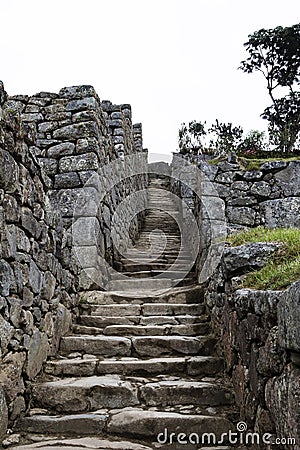 Stone Stairway And Walls Machu Picchu Peru South America Stock Photo