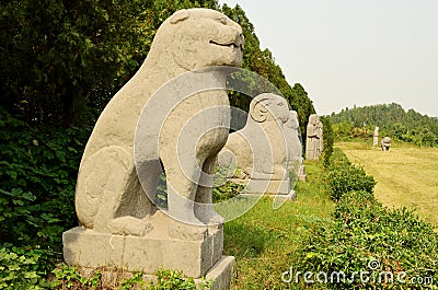 Ancient Stone Statues - Song Dynasty Tombs, Gongyi, Luoyang, China Stock Photo