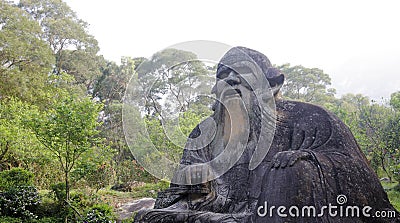 Stone statue of laozi on qingyuanshan mountain, adobe rgb Stock Photo