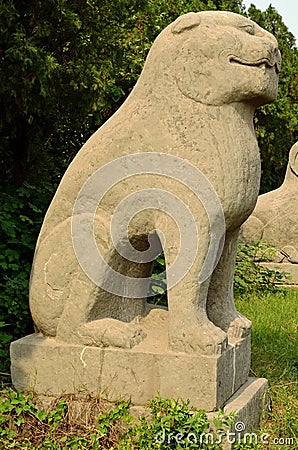 Stone Statue of Lion - Song Dynasty Tombs, China Stock Photo