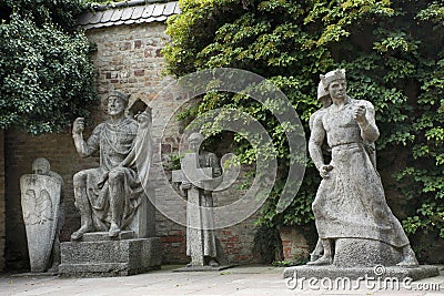 Stone statues of Domgarten Skulpturengarten at Speyer town in Rhineland-Palatinate, Germany Stock Photo