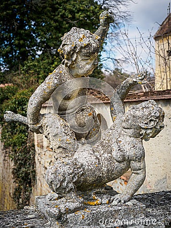 Stone statues in front of Schloss Greillenstein in Lower Austria Editorial Stock Photo