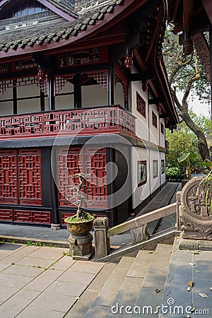 Stone steps before ancient building,Chengdu Stock Photo