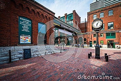 Stone streets and buildings in the Distillery Historic District, In Toronto, Ontario. Editorial Stock Photo