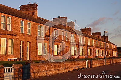 Stone terraced houses in early morning sunlight Editorial Stock Photo