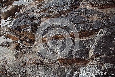 Stone texture from waves erode, nature background. Top view. Copy space. Can use as banner Stock Photo