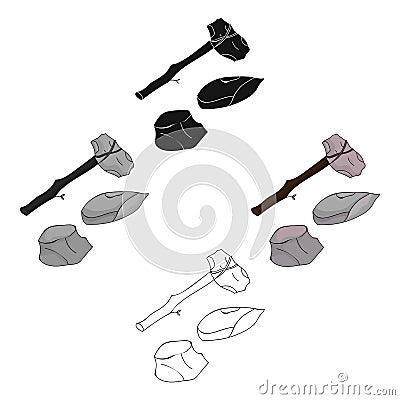 Stone tools icon in cartoon,black style isolated on white background. Stone age symbol stock vector illustration. Vector Illustration