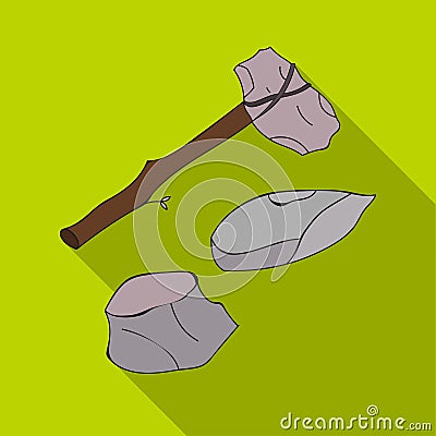 Stone tools icon in flate style isolated on white background. Stone age symbol stock vector illustration. Vector Illustration
