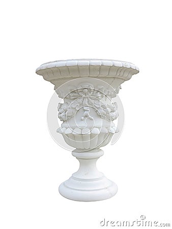 Stone vase in the old classical style with isolated over white Stock Photo
