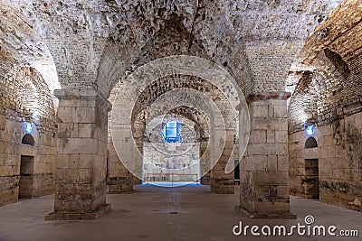 Stone vaults of Diocletian's Palace in Croatian city Split Stock Photo