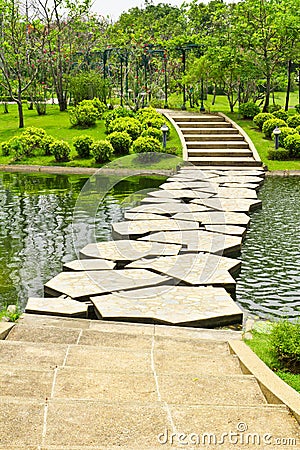 Stone walkway on water Stock Photo