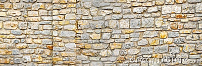 Stone wall banner. Wall of stones as a texture. Wall of stones. wall of a medieval fortress with mainly white or light Stock Photo