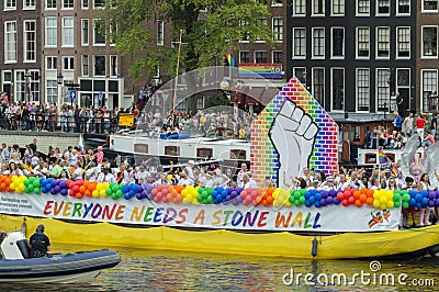 The Stone Wall Boat At The Gaypride At Amsterdam The Netherlands 3-8-2019 Editorial Stock Photo