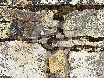 stone wall closeup close ancient castle fort barrier stones fortress garden Stock Photo