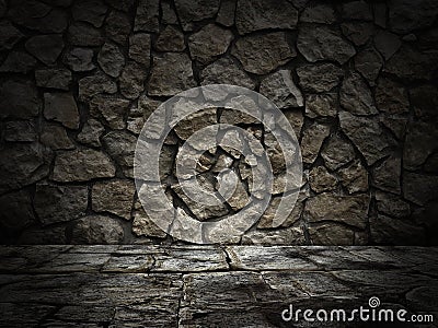 Stone wall and floor. lighting effect Stock Photo