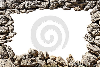 Stone wall frame with empty hole Stock Photo