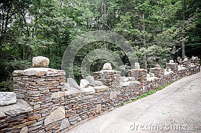 Stone wall in Gillette Castle State Park Stock Photo