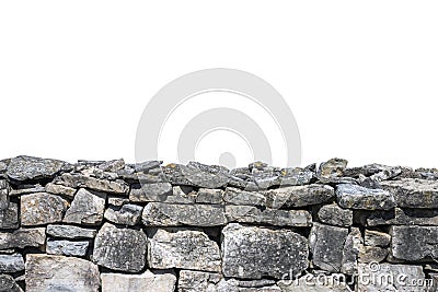 Stone wall isolated Stock Photo