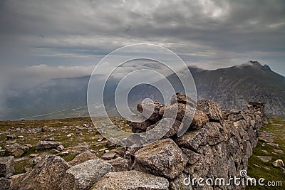 Stone wall on Mourne Mountains, Northern Ireland Stock Photo