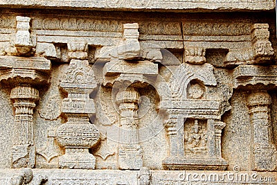 Stone Wall Sculpture, Lepakshi Stock Photo