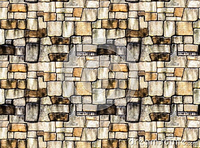 Stone wall texture background, pattern natural color of modern style design decorative uneven cracked real stone wall surface with Stock Photo