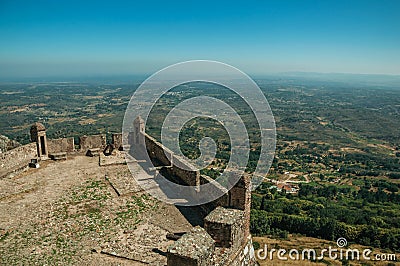 Stone walls and watchtowers at the Marvao Castle Stock Photo