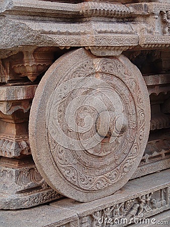 Stone wheel, Hampi, Vijayanagar Stock Photo