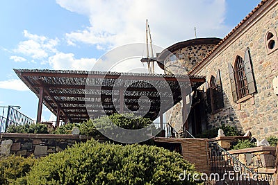 Stone windmill of Cunda Island Stock Photo