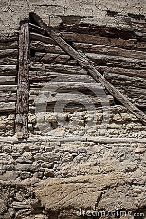 Stone and wood Wall Background Stock Photo