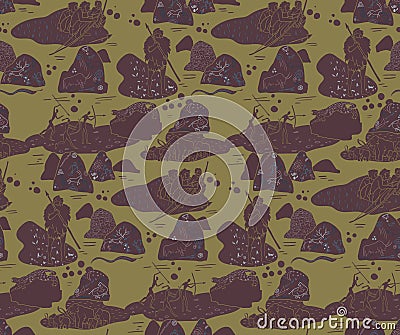 Stoneage pattern seamless design graphic Vector Illustration