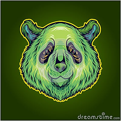 Stoned life cannabis happy panda Vector Illustration