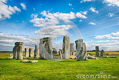 Stonehenge with Blue Sky, United Kingdom Stock Photo