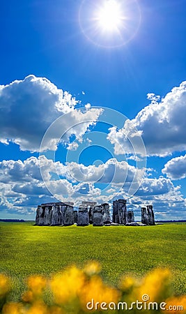 Stonehenge with dramatic sky in England Stock Photo