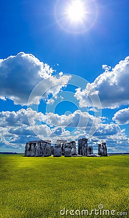 Stonehenge with dramatic sky in England Stock Photo