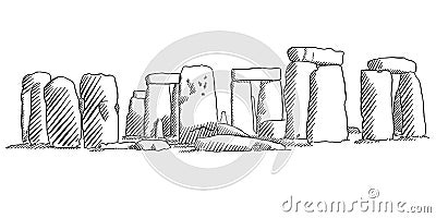 Stonehenge, England Historical Monument Sketch Stock Photo