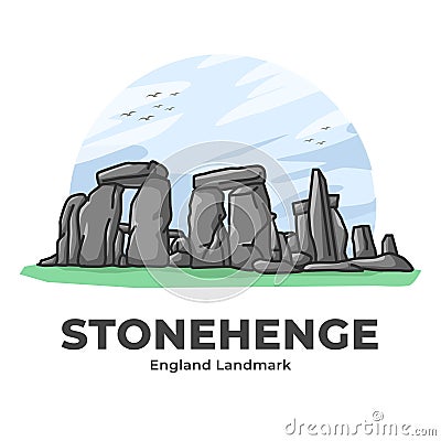 Stonehenge England Landmark Minimalist Cartoon Illustration Vector Illustration