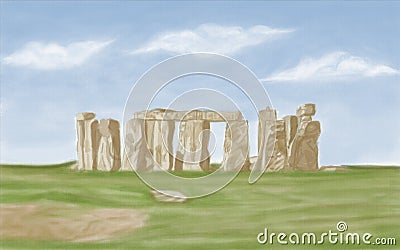 Stonehenge England Cartoon Illustration