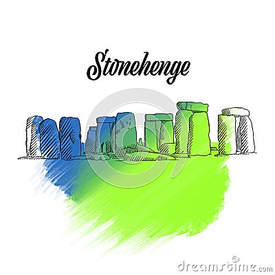 Stonehenge England Sketch Vector Illustration