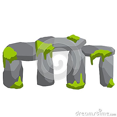 Stonehenge. English landmark. Structure is made of old stones. Historical place, block and boulders. Flat cartoon Vector Illustration