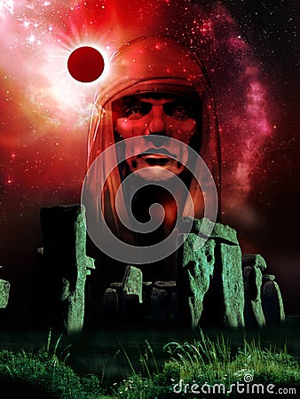 Stonehenge under solar eclipse Stock Photo