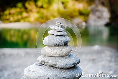 Stones balance and wellness retro spa concept, peaceful and unique inspiration, zen-like and well being tranquil composition Stock Photo