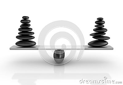 Stones Balancing on a Seesaw Stock Photo