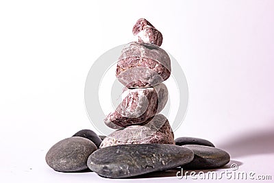 Stones in equilibrium is a form of artistic expression consisting in the creation of compositions made with stones balanced Stock Photo