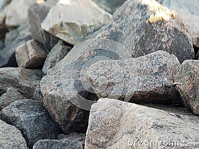 The stones of granite gray are a bunch. A close up view. Can be used as an abstract background Stock Photo