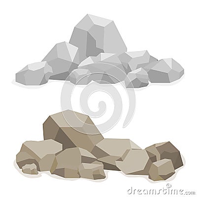 Stones, a hill built of stones, many stones Cartoon Illustration