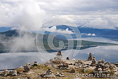 Stones layered on top of each other to the pyramid Stock Photo