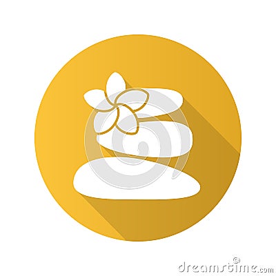 Stones for massage flat design long shadow icon Vector Illustration