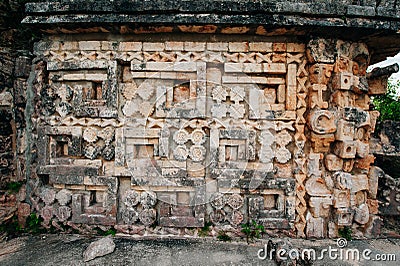 Stones of Mayan pyramid. Pyramid in ancient Maya city Uxmal, mexico Editorial Stock Photo