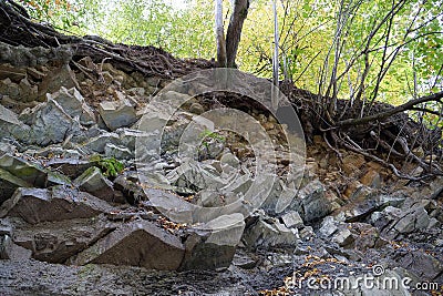 Natural stones near bank of river, Carpathian Mountains, Ukraine Stock Photo